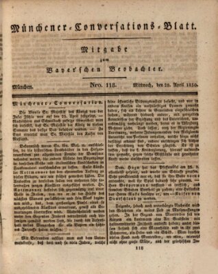 Münchener Conversations-Blatt (Bayer'scher Beobachter) Mittwoch 28. April 1830
