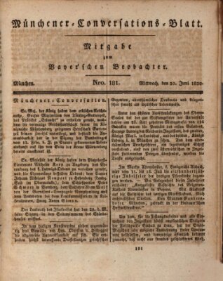 Münchener Conversations-Blatt (Bayer'scher Beobachter) Mittwoch 30. Juni 1830