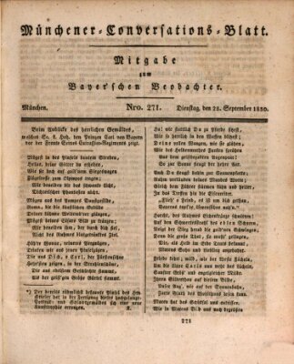 Münchener Conversations-Blatt (Bayer'scher Beobachter) Dienstag 28. September 1830