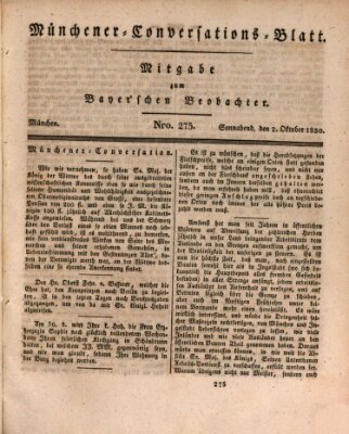 Münchener Conversations-Blatt (Bayer'scher Beobachter) Samstag 2. Oktober 1830