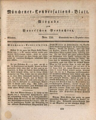 Münchener Conversations-Blatt (Bayer'scher Beobachter) Samstag 4. Dezember 1830
