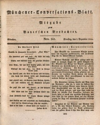 Münchener Conversations-Blatt (Bayer'scher Beobachter) Dienstag 7. Dezember 1830