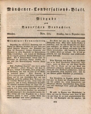 Münchener Conversations-Blatt (Bayer'scher Beobachter) Dienstag 21. Dezember 1830
