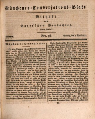 Münchener Conversations-Blatt (Bayer'scher Beobachter) Montag 4. April 1831