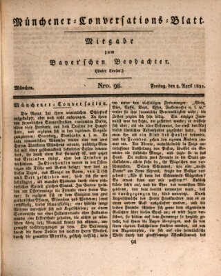 Münchener Conversations-Blatt (Bayer'scher Beobachter) Freitag 8. April 1831