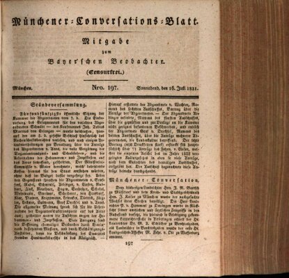 Münchener Conversations-Blatt (Bayer'scher Beobachter) Samstag 16. Juli 1831