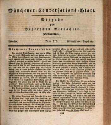 Münchener Conversations-Blatt (Bayer'scher Beobachter) Mittwoch 3. August 1831