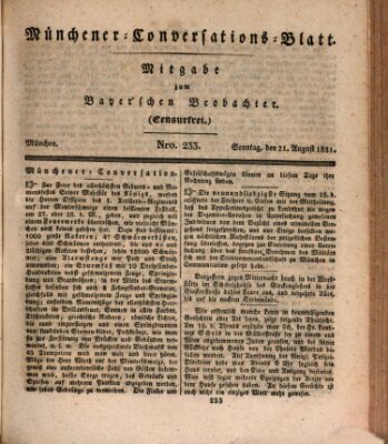 Münchener Conversations-Blatt (Bayer'scher Beobachter) Sonntag 21. August 1831
