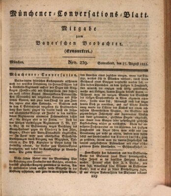 Münchener Conversations-Blatt (Bayer'scher Beobachter) Samstag 27. August 1831