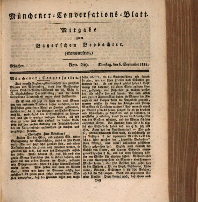 Münchener Conversations-Blatt (Bayer'scher Beobachter) Dienstag 6. September 1831