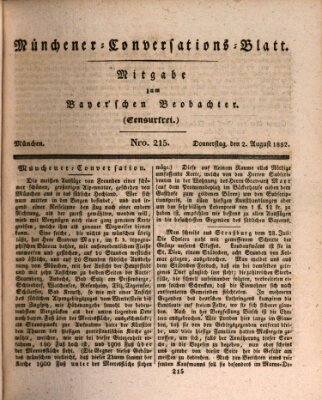 Münchener Conversations-Blatt (Bayer'scher Beobachter) Donnerstag 2. August 1832