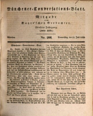 Münchener Conversations-Blatt (Bayer'scher Beobachter) Donnerstag 25. Juli 1833