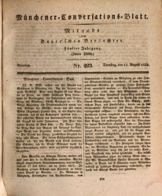 Münchener Conversations-Blatt (Bayer'scher Beobachter) Dienstag 13. August 1833