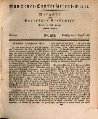 Münchener Conversations-Blatt (Bayer'scher Beobachter) Dienstag 27. August 1833