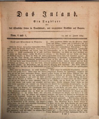 Das Inland (Deutsche Tribüne) Sonntag 11. Januar 1829