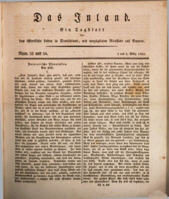 Das Inland (Deutsche Tribüne) Montag 2. März 1829