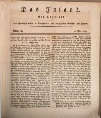 Das Inland (Deutsche Tribüne) Dienstag 10. März 1829
