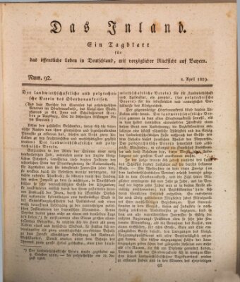 Das Inland (Deutsche Tribüne) Samstag 4. April 1829