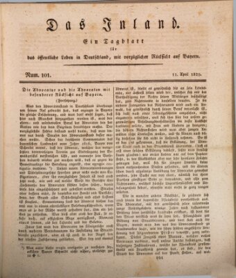 Das Inland (Deutsche Tribüne) Samstag 11. April 1829