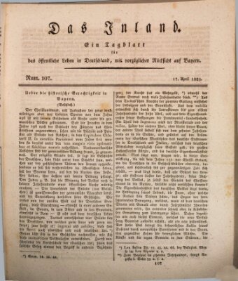 Das Inland (Deutsche Tribüne) Freitag 17. April 1829
