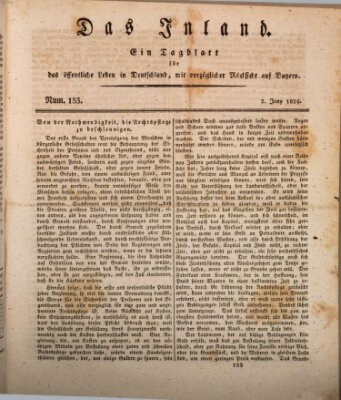 Das Inland (Deutsche Tribüne) Dienstag 2. Juni 1829