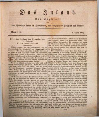 Das Inland (Deutsche Tribüne) Dienstag 4. August 1829
