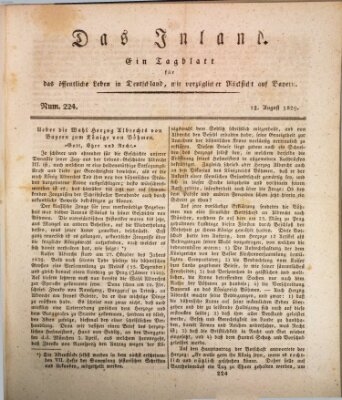 Das Inland (Deutsche Tribüne) Mittwoch 12. August 1829