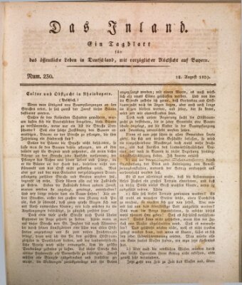 Das Inland (Deutsche Tribüne) Dienstag 18. August 1829