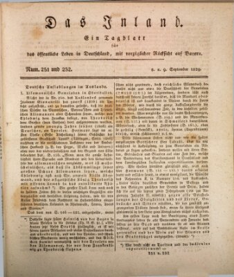 Das Inland (Deutsche Tribüne) Mittwoch 9. September 1829