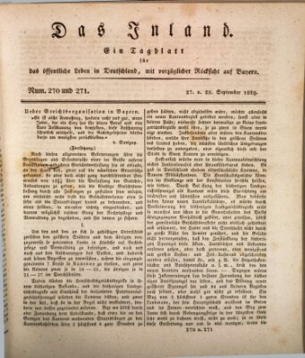 Das Inland (Deutsche Tribüne) Montag 28. September 1829