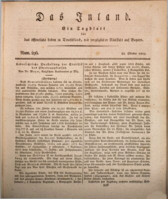 Das Inland (Deutsche Tribüne) Freitag 23. Oktober 1829