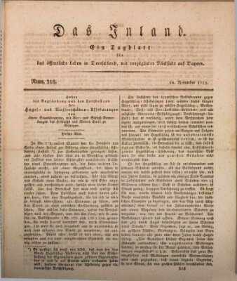 Das Inland (Deutsche Tribüne) Samstag 14. November 1829