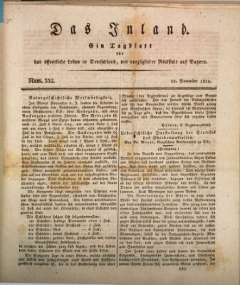 Das Inland (Deutsche Tribüne) Samstag 28. November 1829