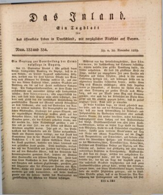 Das Inland (Deutsche Tribüne) Montag 30. November 1829