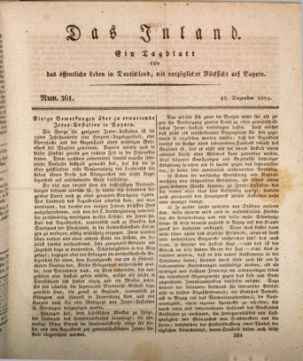 Das Inland (Deutsche Tribüne) Sonntag 27. Dezember 1829