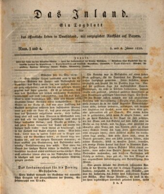 Das Inland (Deutsche Tribüne) Montag 4. Januar 1830