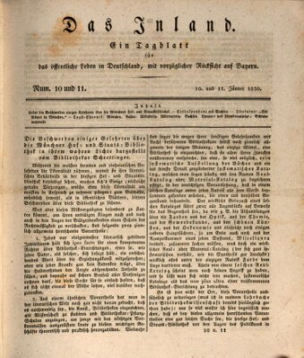 Das Inland (Deutsche Tribüne) Sonntag 10. Januar 1830
