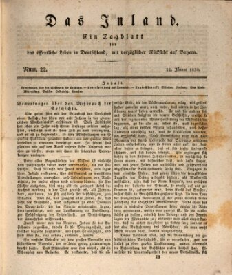 Das Inland (Deutsche Tribüne) Freitag 22. Januar 1830