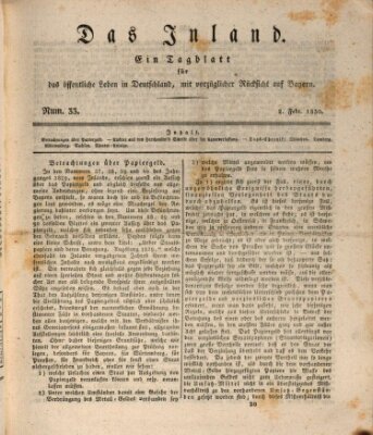 Das Inland (Deutsche Tribüne) Dienstag 2. Februar 1830