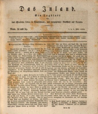 Das Inland (Deutsche Tribüne) Sonntag 7. Februar 1830