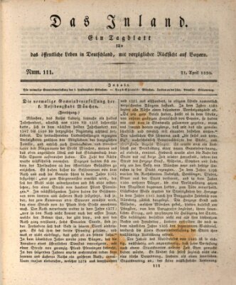 Das Inland (Deutsche Tribüne) Mittwoch 21. April 1830