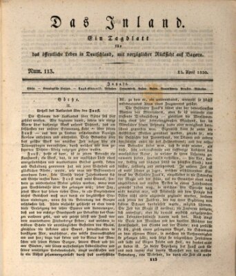 Das Inland (Deutsche Tribüne) Freitag 23. April 1830