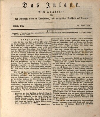 Das Inland (Deutsche Tribüne) Mittwoch 26. Mai 1830