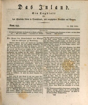 Das Inland (Deutsche Tribüne) Donnerstag 15. Juli 1830