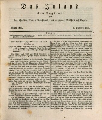 Das Inland (Deutsche Tribüne) Mittwoch 1. September 1830
