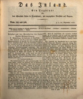 Das Inland (Deutsche Tribüne) Donnerstag 9. September 1830