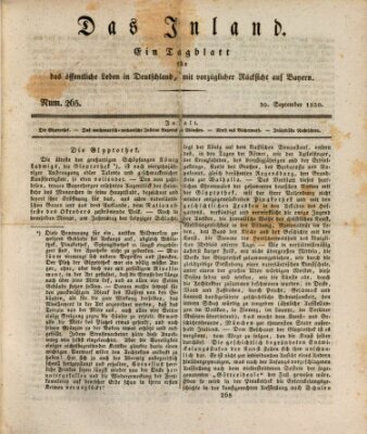 Das Inland (Deutsche Tribüne) Donnerstag 30. September 1830