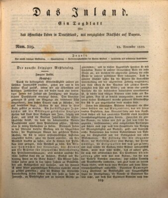 Das Inland (Deutsche Tribüne) Dienstag 23. November 1830