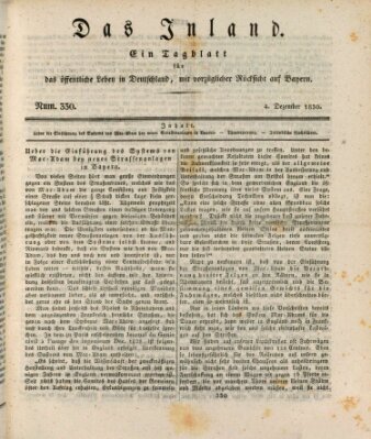 Das Inland (Deutsche Tribüne) Samstag 4. Dezember 1830