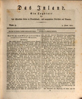 Das Inland (Deutsche Tribüne) Sonntag 9. Januar 1831
